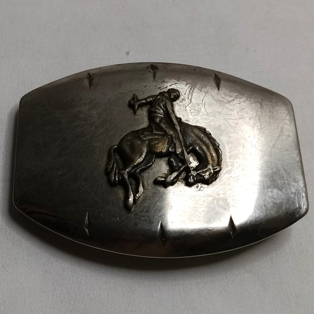 Rodeo Belt Buckle Vintage Nickel Plated
